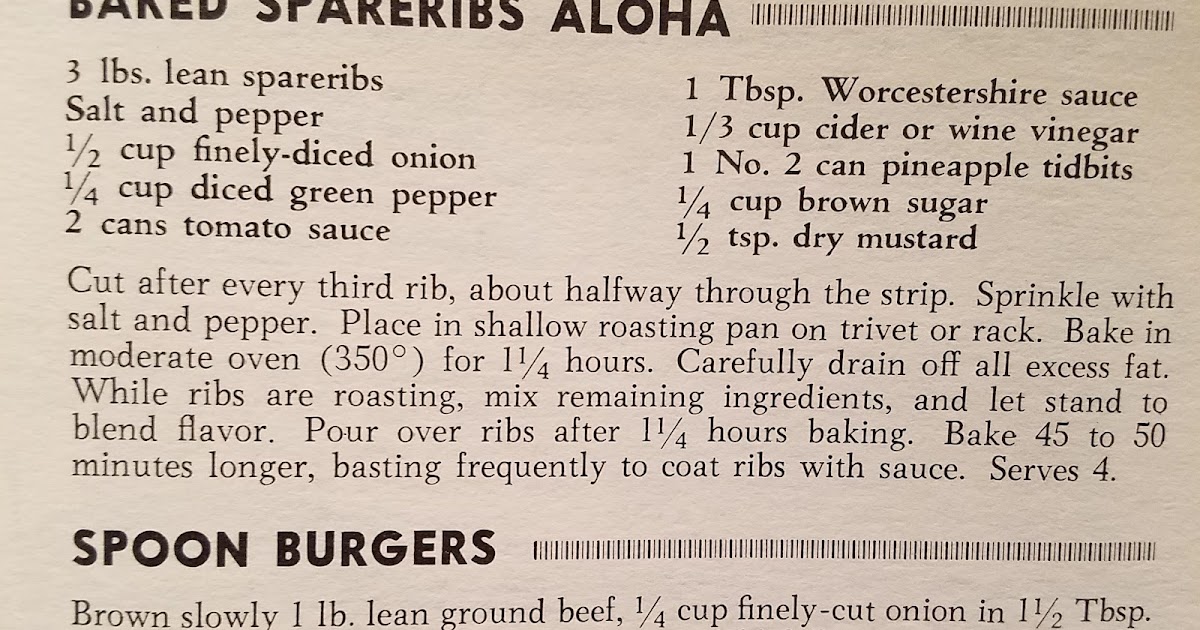 Reclaimed Recipes Baked Spare Ribs Aloha & Spoon Burgers