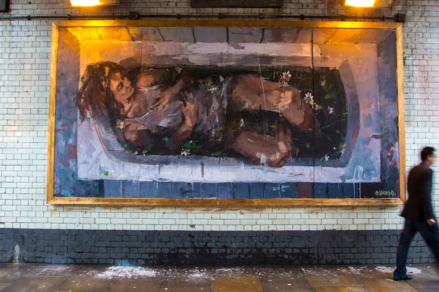 "Adam & Eva" New Street Art Pieces By Spanish Artist Borondo On Old Street, East London. 2