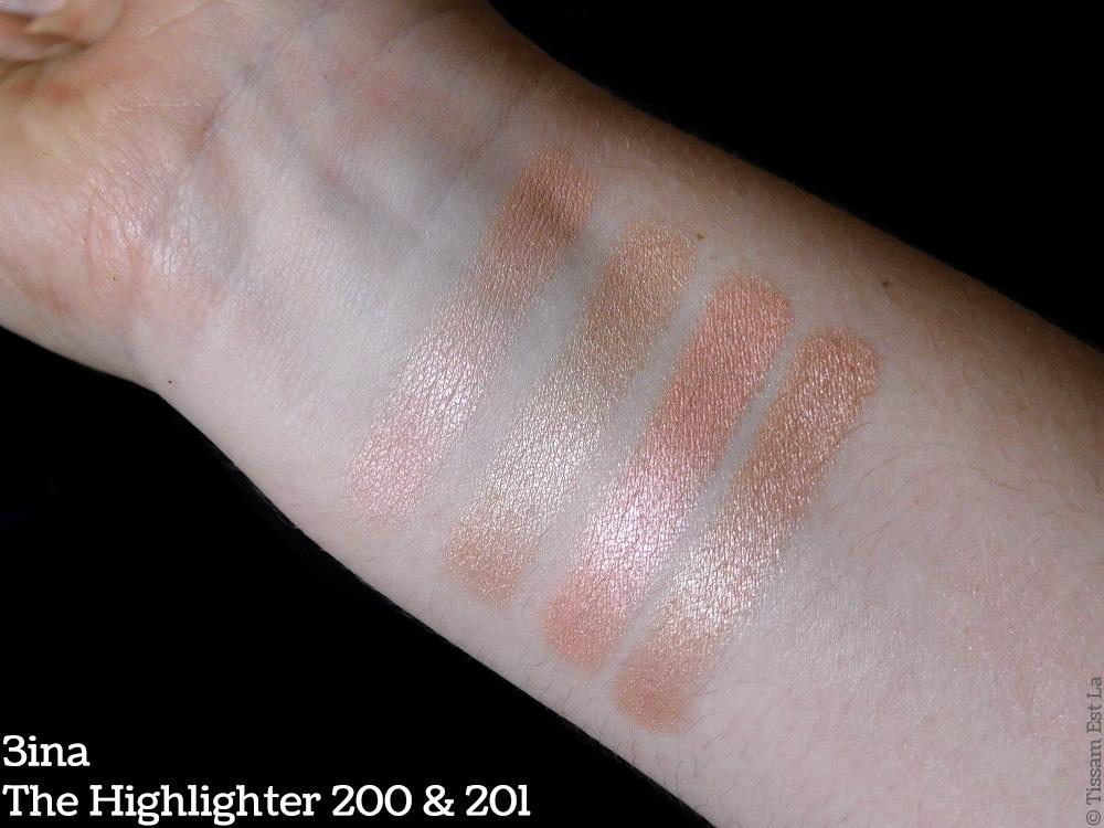 3ina Makeup | The Highlighter 200 & 201 Review and Swatches - Avis et Swatch - 3ina Cream Eyeshadow Swatches - 3ina Wedding Highlighting Face Palette - Palette pour le visage - Longwear Liquid Matte Lipstick - Intense Lipstick - Matte Lipstick - Eyeshadow Palette - 3ina Cosmetics
