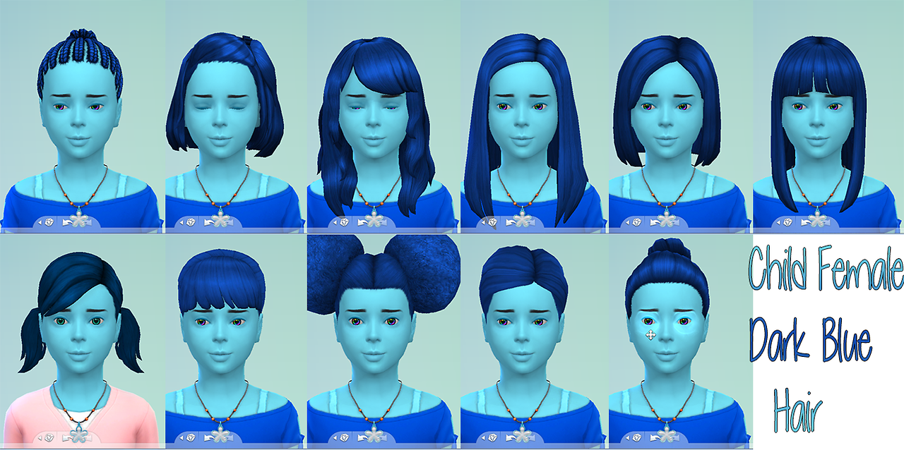 Blue Hair CC for Sims 4 - wide 6