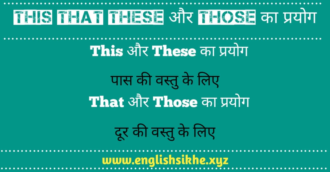 Use Of This, That, These And Those In Hindi