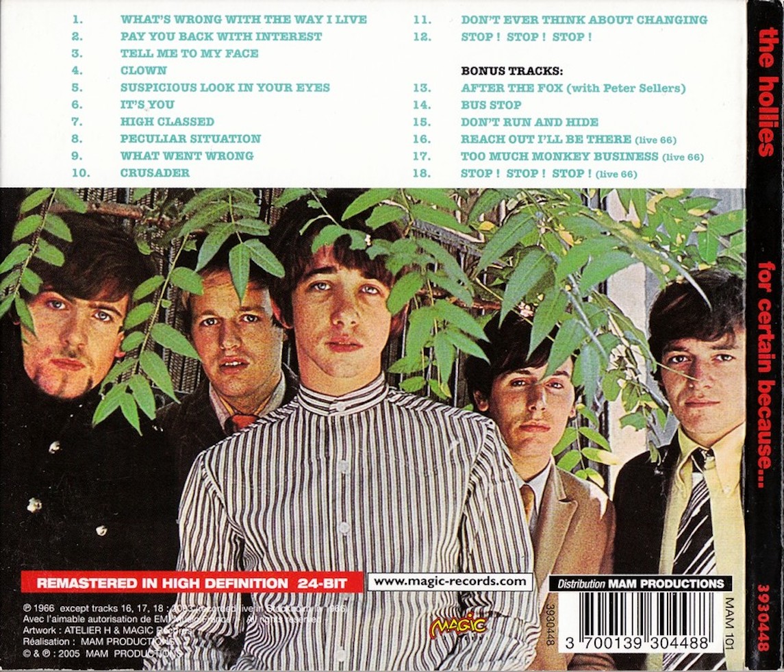The hollies discography hollies. For certain because. Группа the hollies. The hollies 1966. For certain because.