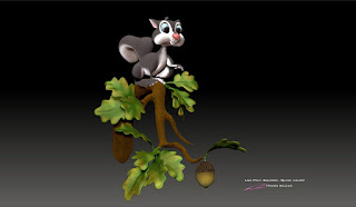 "low poly_Squirrel_perched_quick color" - 3D character design & maquette by sculptor©Pierre Rouzier