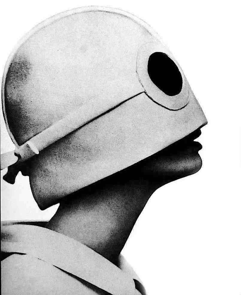 Bert Stern photograph 1965 a 1965 Bert Stern photograph of a mod model in profile with odd head wear