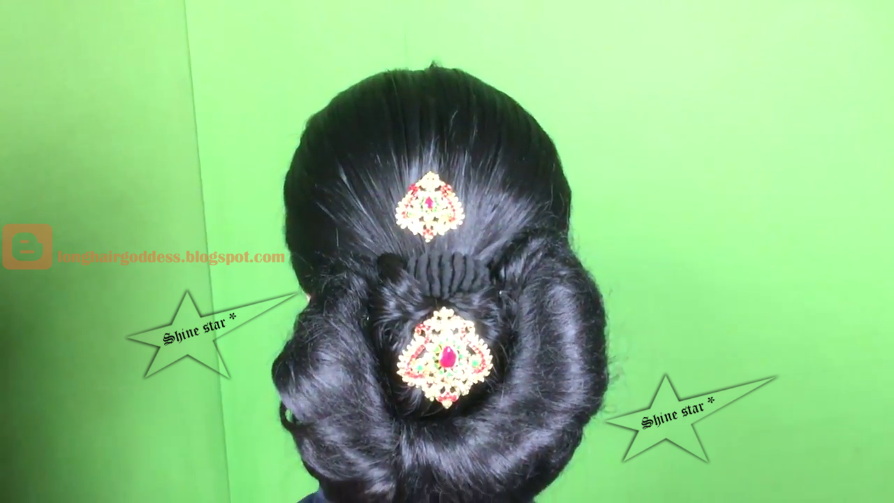 Long Hair Goddess shine star U shape roll bun hairstyle...