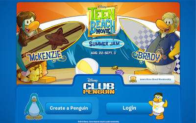 Club Penguin Teen Beach Movie Summer Jam Login Screen