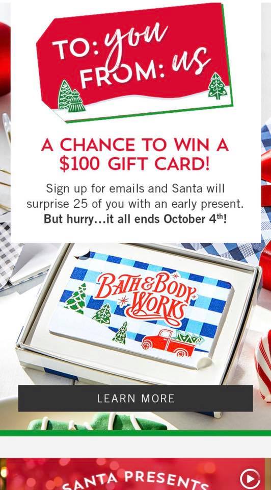 Life Inside the Page Bath & Body Works 100 Gift Card Give Away