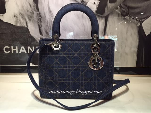 I Want Vintage Designer Handbags Dior Quilted Dior Quilted Cannage Denim Medium Lady Bag