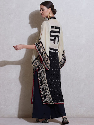 Ritu Kumar Ecru & Black Temple Kurta Back side