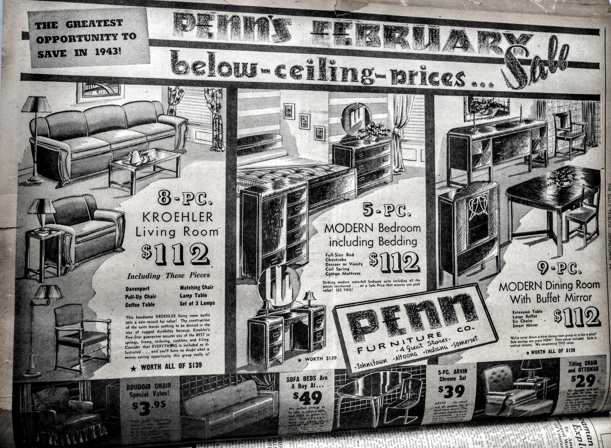 Vintage Johnstown Penn Furniture 1943