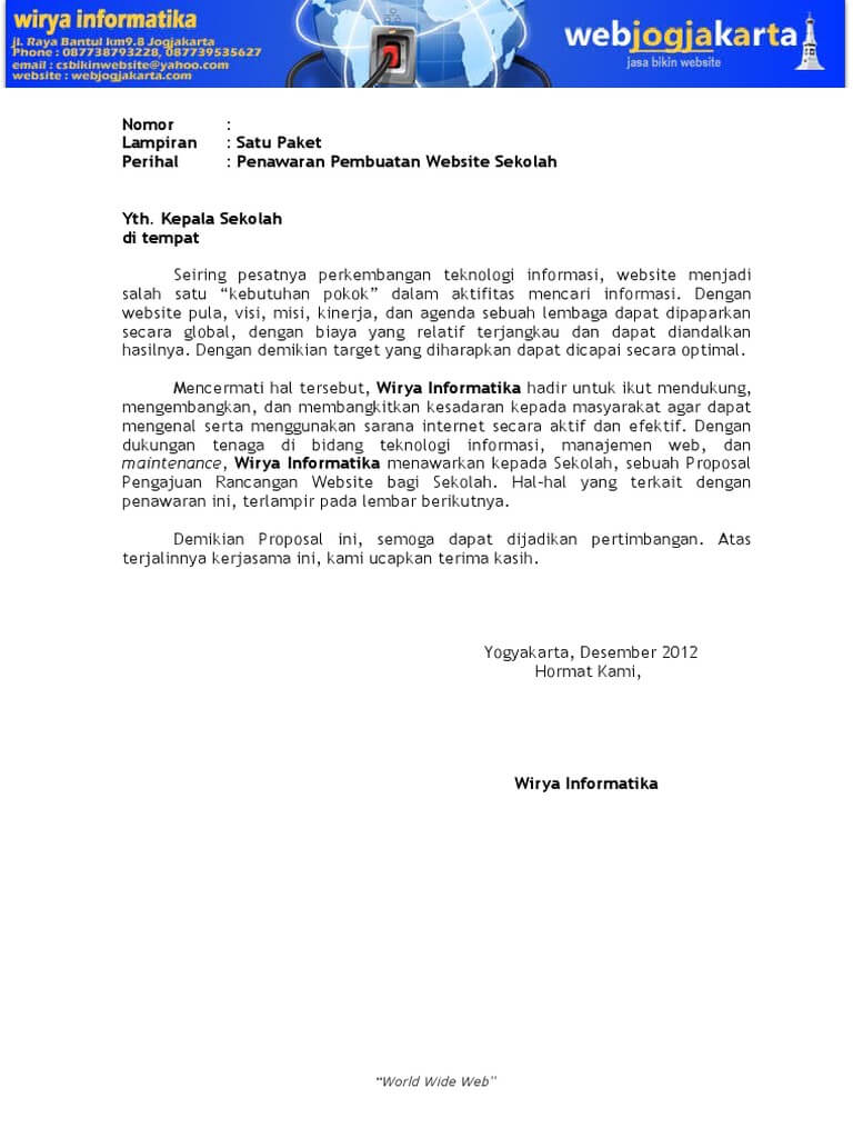 5 Contoh Format Surat Penawaran Jasa Pembuatan Website Dan Toko Online
