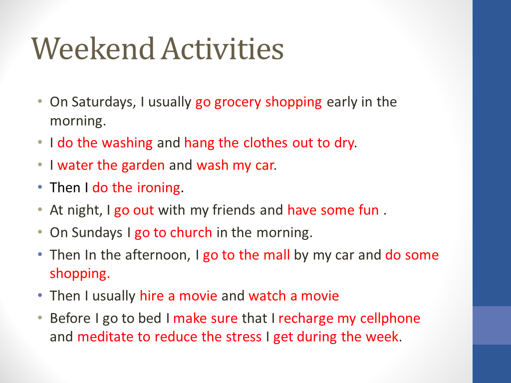 Weekend activities. My weekend презентация. Weekends презентация. Activities for the weekend. My weekend activity.