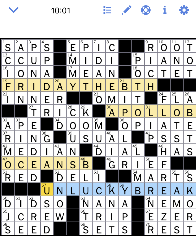 The New York Times Crossword Puzzle Solved Thursday's New York Times
