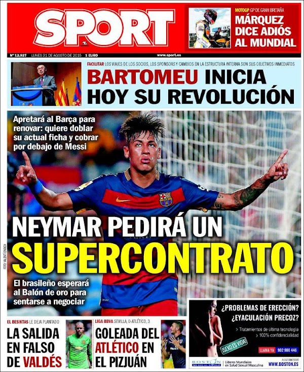 FC Barcelona, Sport: "Neymar pedirá un supercontrato"