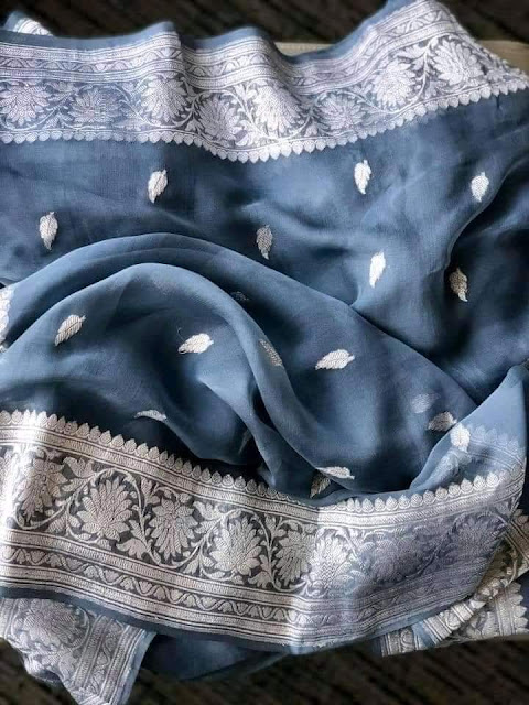 Gray chiffon silver buti price 5100 Rs.