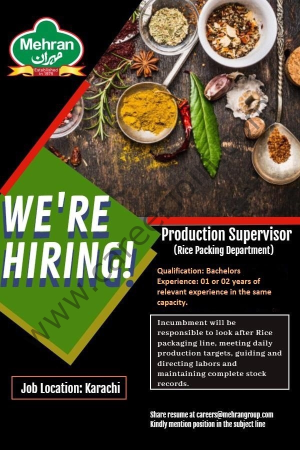 careers@mehrangroup.com Jobs - Mehran Spice & Food Industries Jobs 2021 Latest Vacancies careers@mehrangroup.com Jobs - Mehran Spice & Food Industries Jobs 2021 Latest Vacancies