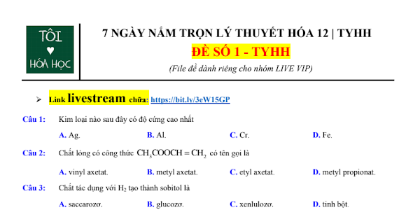 500 câu hỏi lý thuyết hóa 12 thường gặp PDF