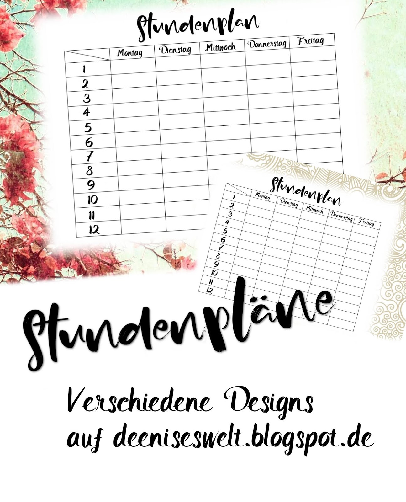 Stundenpläne zum Ausdrucken #backtoschool - Denises Welt