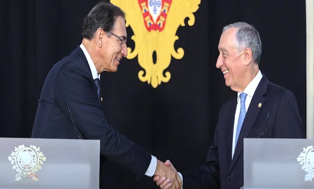 El jefe del Estado, Martín Vizcarra y el presidente de Portugal, Marcelo Rebelo de Sousa