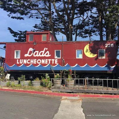 exterior of caboose kitchen at Dad’s Luncheonette in Half Moon Bay, California