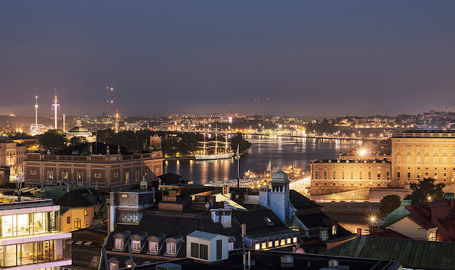 View of Stockholm from top floors at Six Hotel
