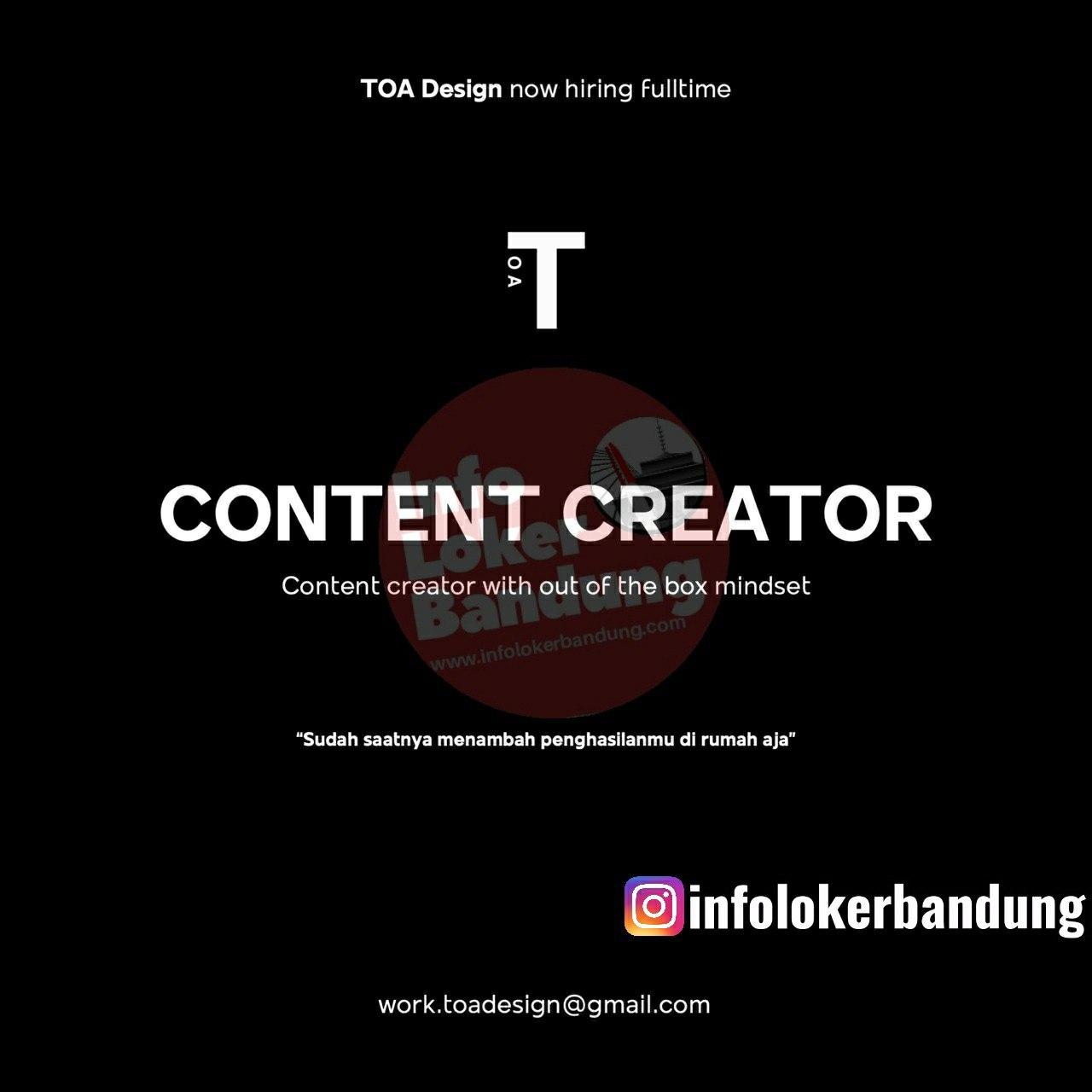 Lowongan Kerja Content Creator TOA Design Bandung Mei 2020 ...