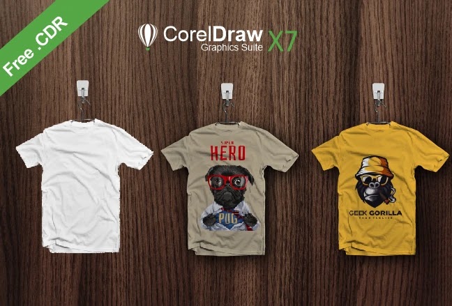 Download Free Download Kaos Cdr Cara Mudah Membuat Desain Kaos Coreldraw Templatekita Com PSD Mockups.