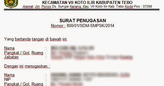 Contoh Surat Penugasan Operator Sekolah Untuk Registrasi Di