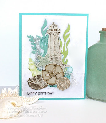 happy birthday with seashells and blended alcohol ink 1