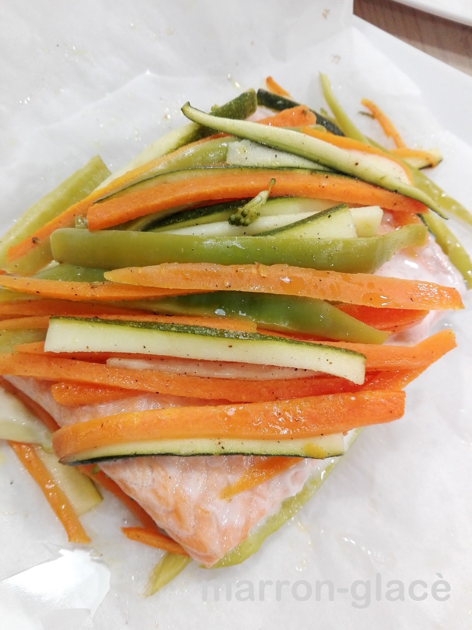 marronglacè Salmón al horno en papillote