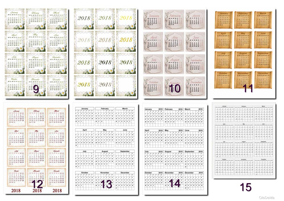 36 + Calendars 12 months per page multi-purpose ( crafts, gifts, scrap ...