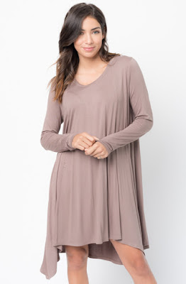Buy Now mocha Back Raglan Draped Dress Online $38 -@caralase.com
