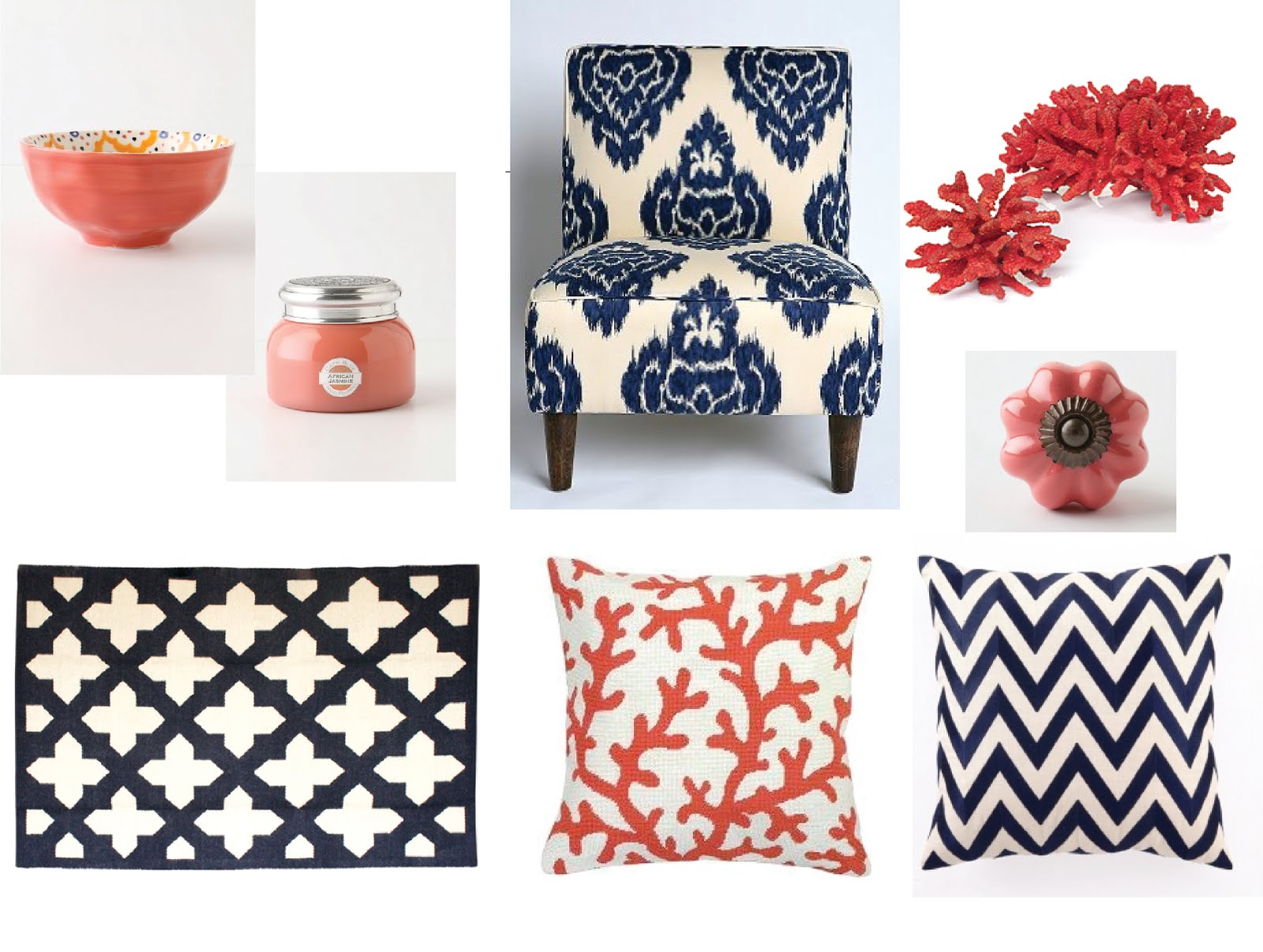 Coral Meets Navy.....Home Decor - Love of Family & Home