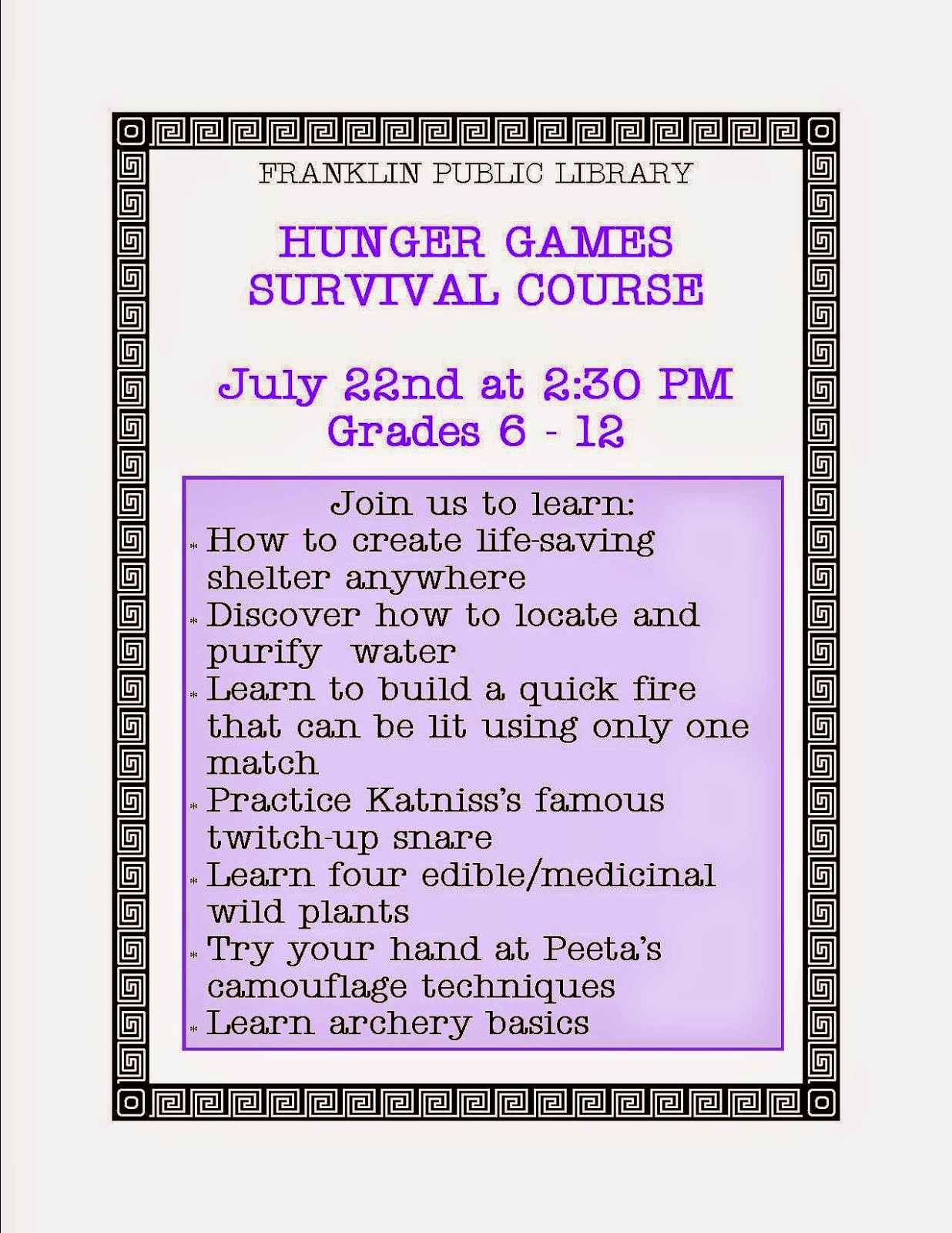 Hunger Games Survival Course
