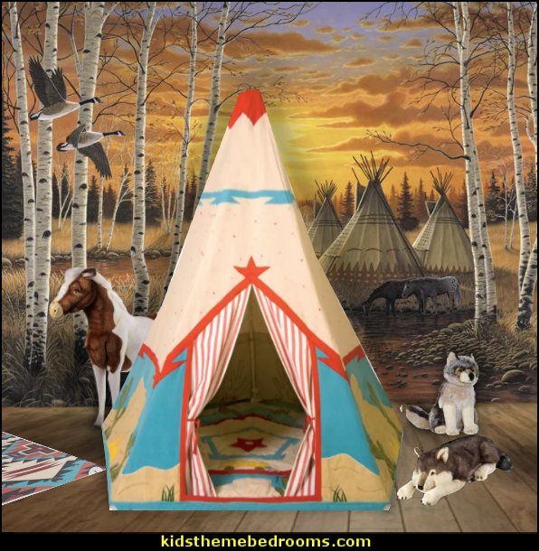 Wigwam Play Tent plush wolf toys Native area Rugs southwestern mural Wigwam Play Tent plush wolf toys Native area Rugs southwestern mural