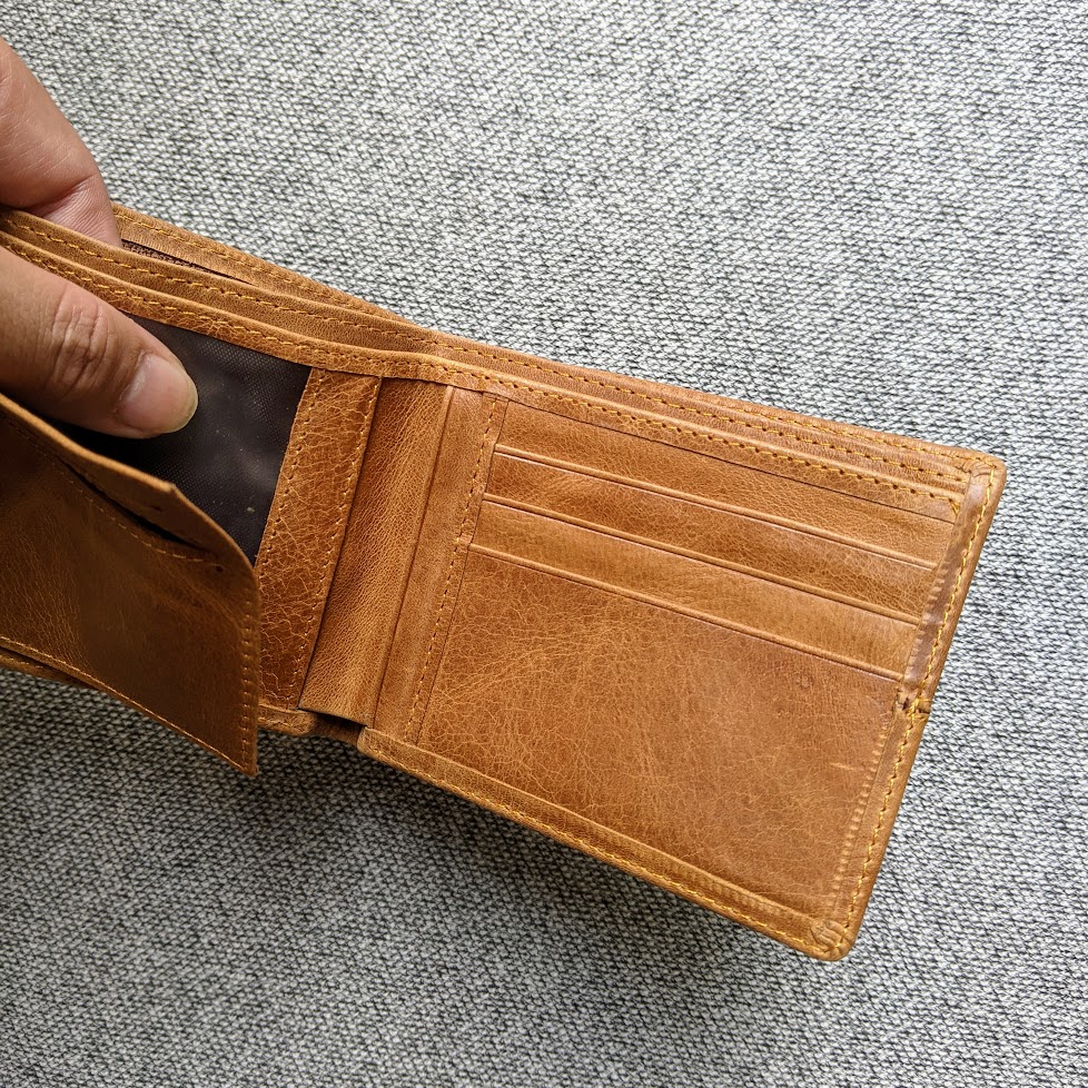 Ví ngang nam da bò màu nâu sáng