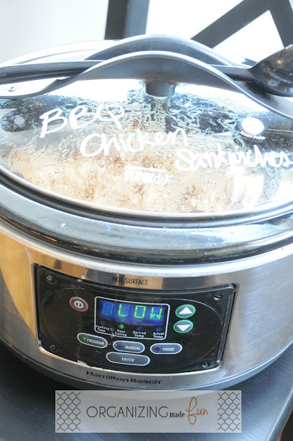 Use Chalk Ink to label your crockpot {slow cooker} at potlucks :: OrganizingMadeFun.com