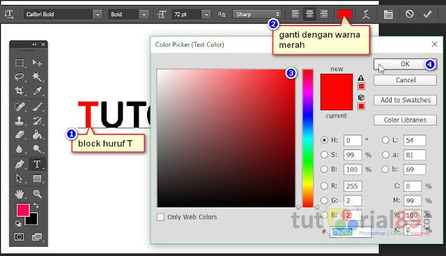 Cara membuat tulisan full color dengan photoshop