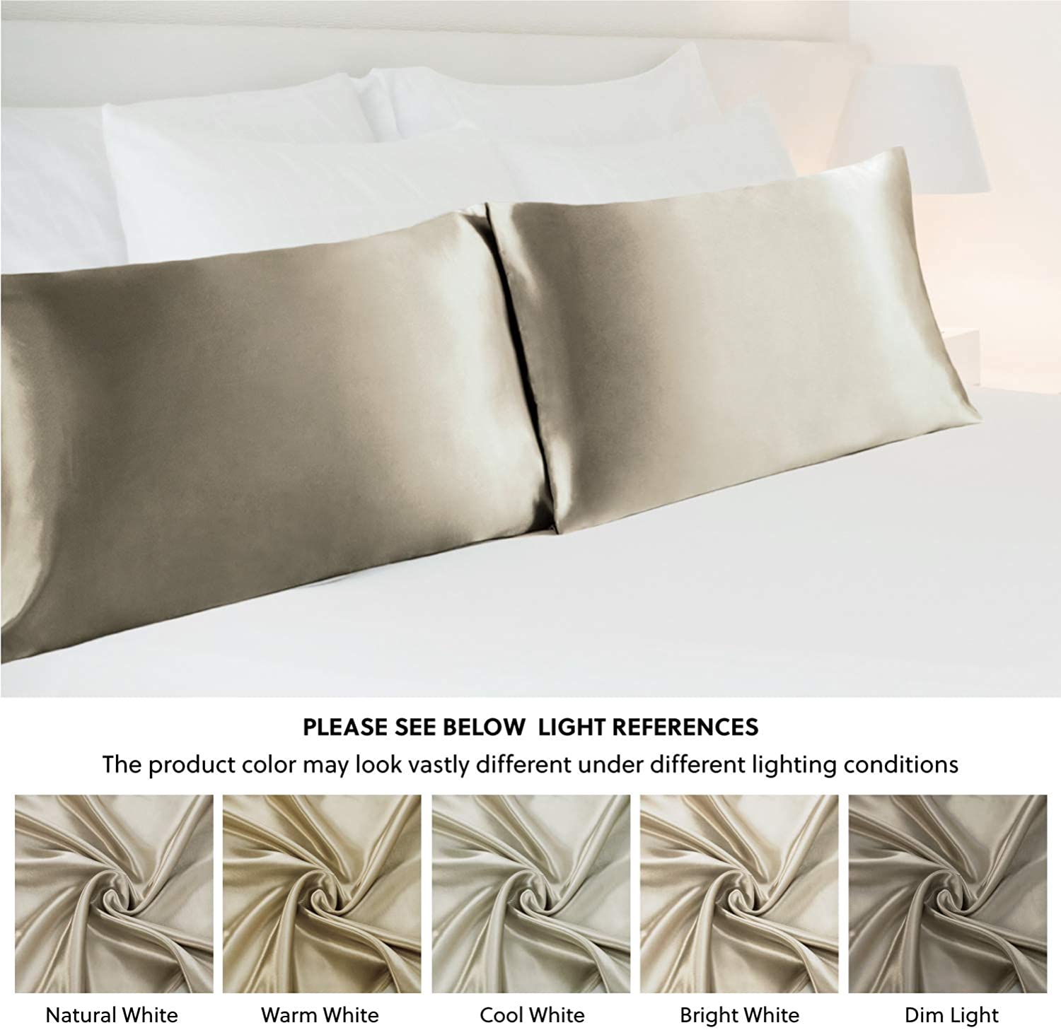 Bedsure Satin Pillowcase for Hair and Skin Queen Taupe Silk
