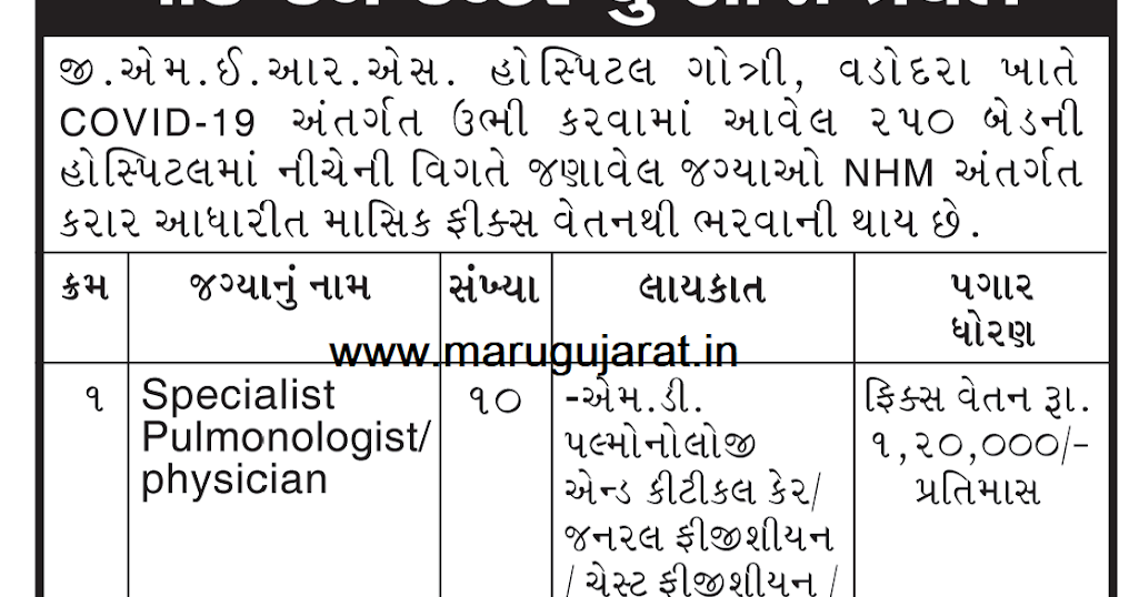 GMERS Hospital Gotri (Vadodara) Recruitment For 175 Staff Nurse