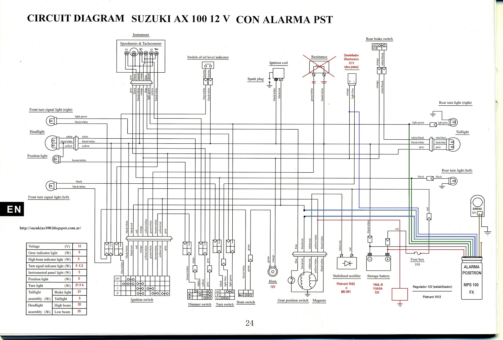 Suzuki AX100 Pasión por 2T: Instalacion Alarma Pst Mps100 ... suzuki gsx r wiring diagram k 6 