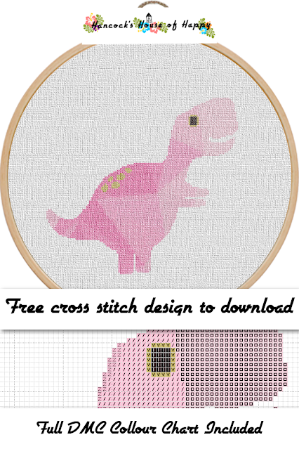 Dino T-rex Funny Cross Stitch Pattern PDF Video Game No 