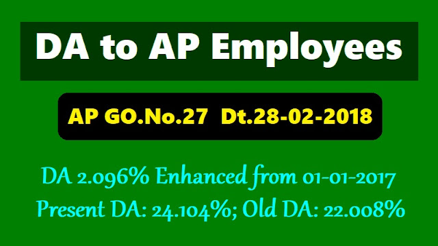 AP GO.27 DA 2.096% to AP Employees from 1st January 2017 (Present DA 24.104%) new da to ap employees,go.27,da 2.096% sanctioned,present da:24.1.04%,old da:22.008%,download da go.no.27,da arrears,gpf,cash from,cps