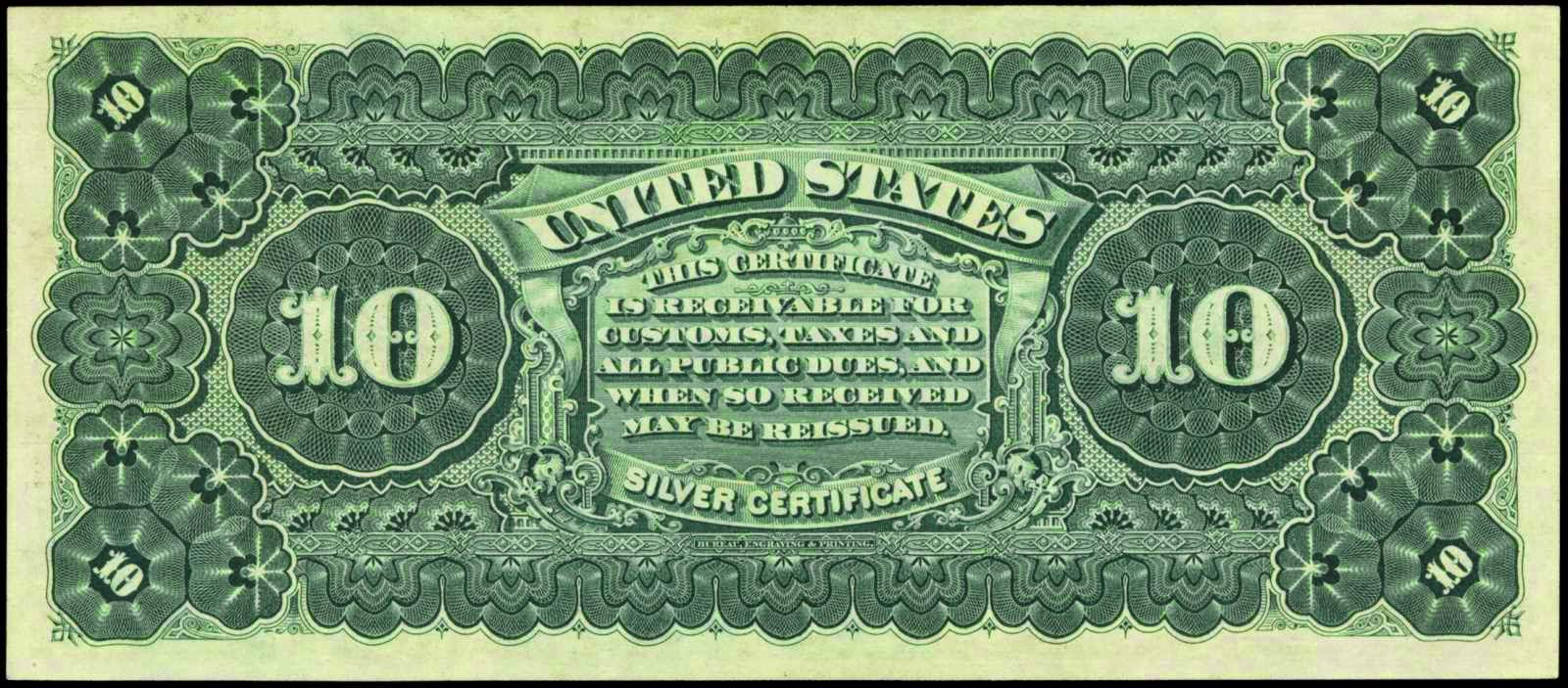 American money 10 Silver Certificate 1886