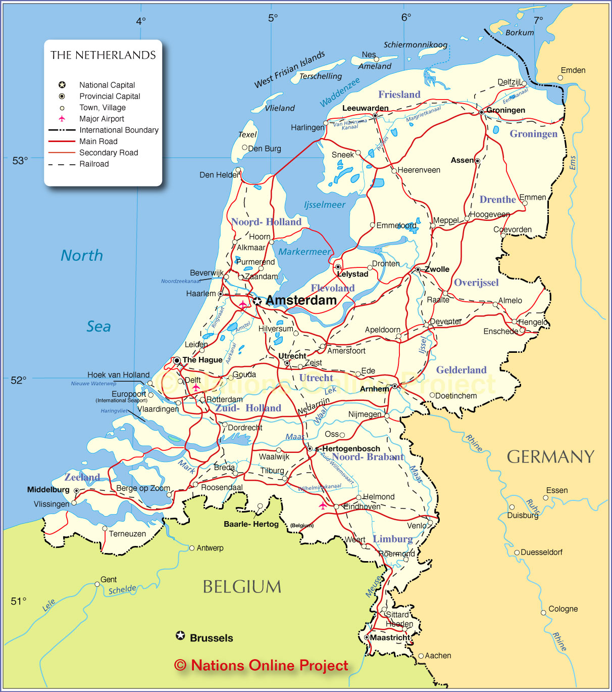Holland - Geografiske Kort over Holland ~ Klima Naturali™