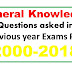 General Knowledge Questions asked in previous year exams PDF (2000-2018)