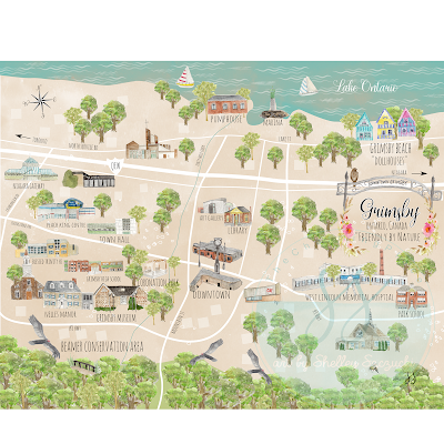Map Of Grimsby Ontario The Charming Place: Grimsby Ontario Illustrated Map