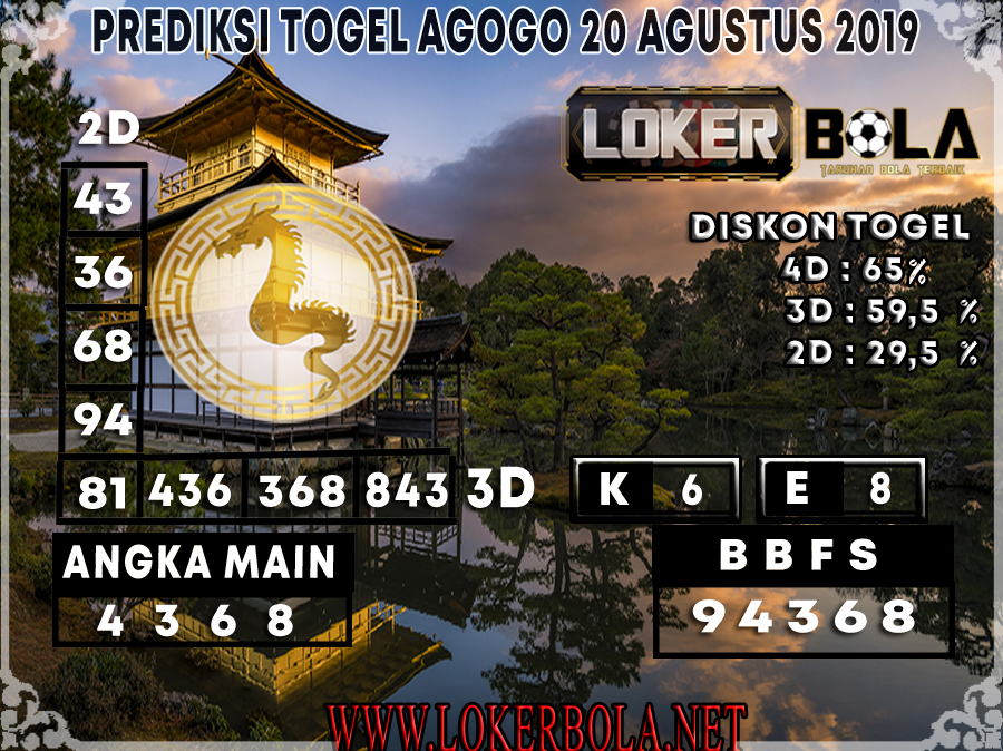 PREDIKSI TOGEL AGOGO LOKERBOLA 20 AGUSTUS 2019