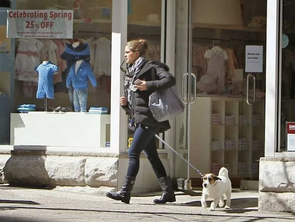 with dog Zorro - Princess Madeleine of Sweden shops baby daughter Princess Leonore in NYC