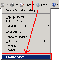 Microsoft Internet Explorer Tools Internet Options